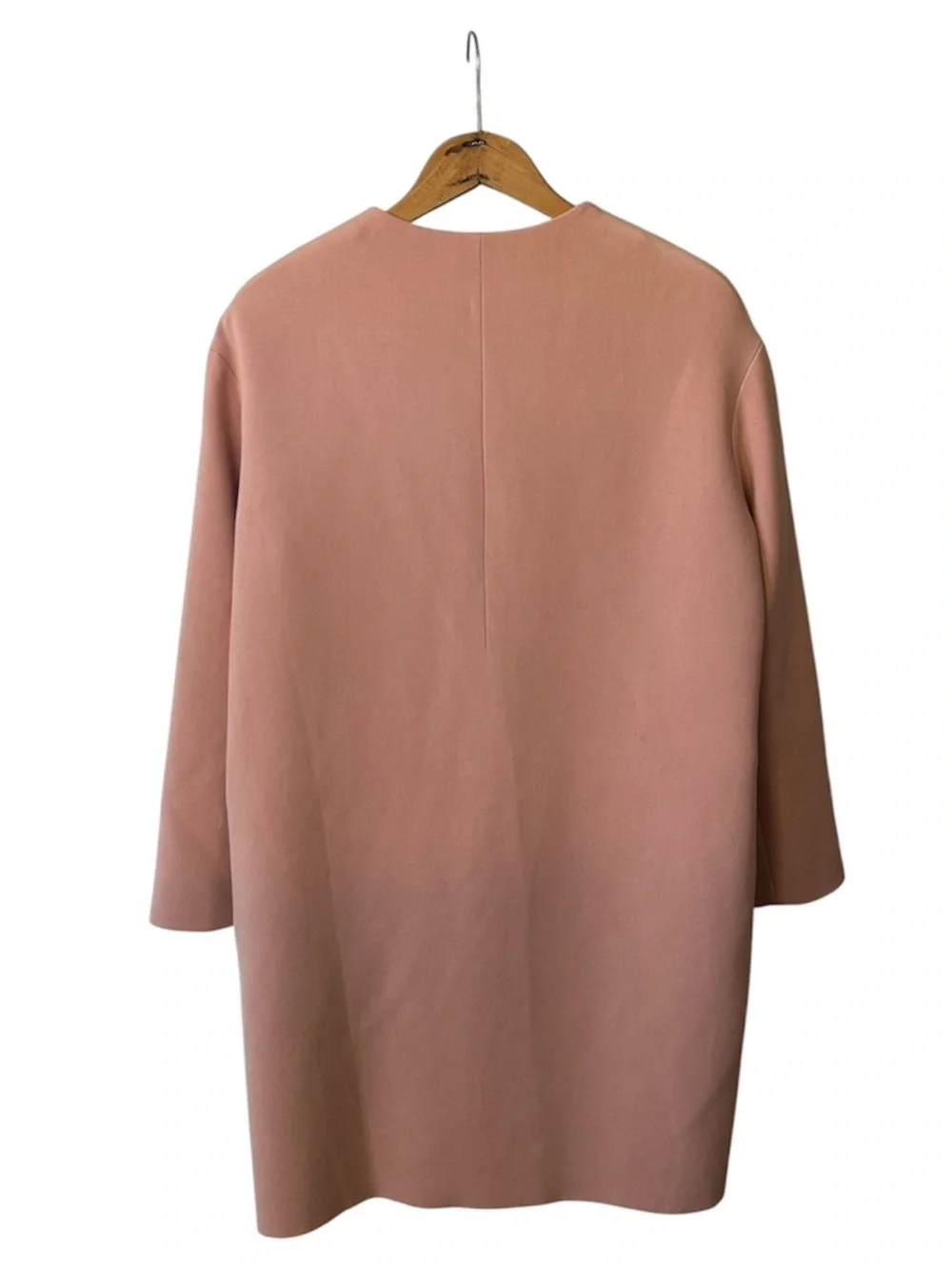 COS | Women’s Blush Pink Soft Minimalist Collarless Hidden Zip Front Coat Size 4